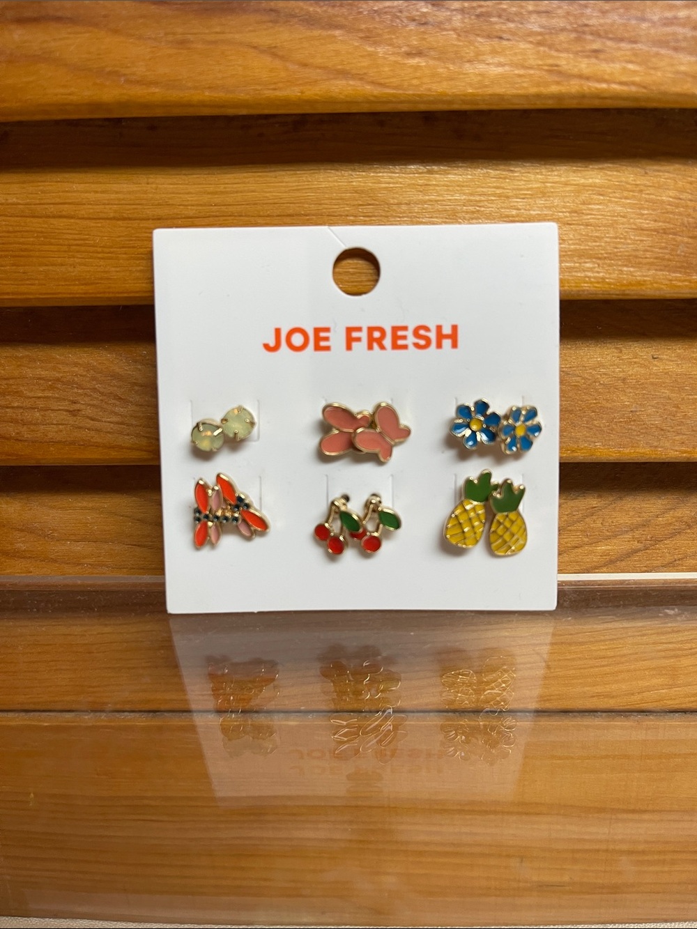 Joe Fresh Kids Fruit & Floral Stud Earring Set - Yellow, Pink, Blue, Red, Green